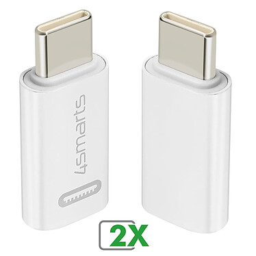 4smarts Adaptateur iPhone Lightning vers USB-C Power Delivery 27W Lot de 2 Blanc pas cher