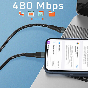 LinQ Câble USB-C vers Lightning Power Delivery 27W Charge Rapide Longueur 3m  Noir pas cher