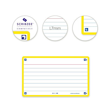 Acheter OXFORD Paquet de 32 Fiches Bristol flashcards 2.0 Non Perforées 75x125 mm A7 ligné jaune