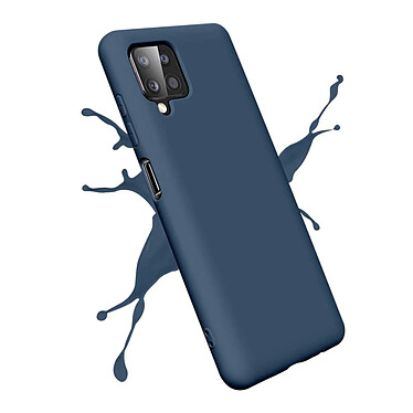 Evetane Coque Samsung Galaxy A12 Silicone liquide Bleue Marine + 2 Vitres en Verre trempé Protection écran Antichocs pas cher