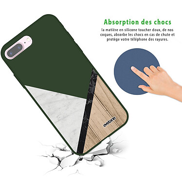 Avis Evetane Coque iPhone 7 Plus / 8 Plus Silicone Liquide Douce vert kaki Marbre et Bois Graphique