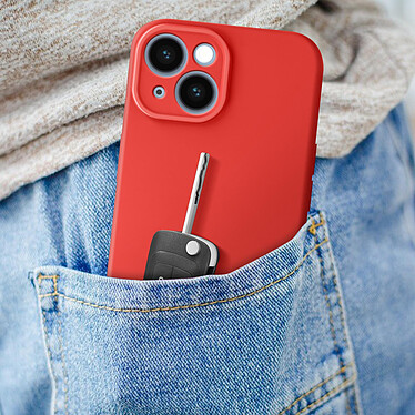 Avizar Coque Silicone pour iPhone 15 Caméra Protégée Doux au Toucher  Rouge pas cher