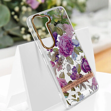 Avizar Coque pour Samsung Galaxy S23 Dos Rigide Contour Souple Design Fleurs  Violettes pas cher
