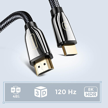Acheter Usams Câble Adaptateur HDMI 2.1 Ultra HD 8K Tressé Résistant 5 mètres Noir