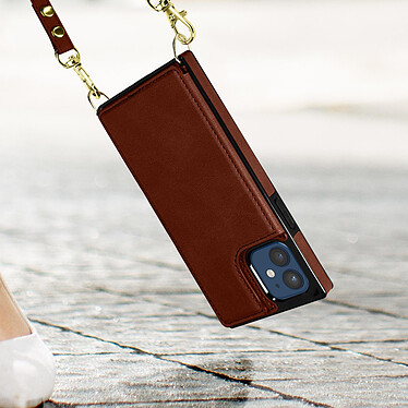 Acheter Avizar Coque Cordon iPhone 12 Mini Multifonction Avec Lanière - marron
