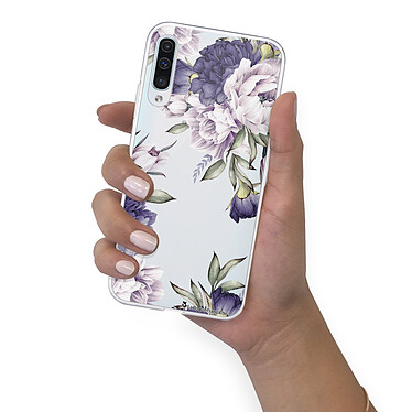 LaCoqueFrançaise Coque Samsung Galaxy A50 360 intégrale transparente Motif Pivoines Violettes Tendance pas cher