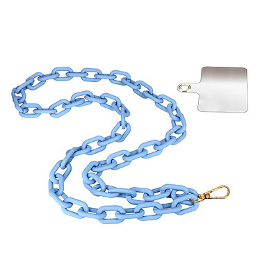 Avizar Chaine Téléphone 110cm Maille Forçat Bleue avec Attache et Accroche Universelle