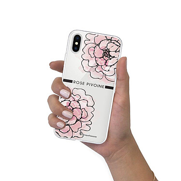 LaCoqueFrançaise Coque iPhone X/Xs silicone transparente Motif Rose Pivoine ultra resistant pas cher