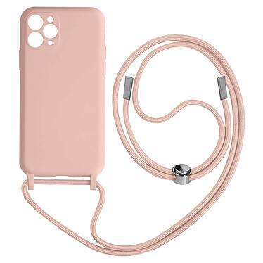 Avizar Coque Cordon pour iPhone 11 Pro Semi-rigide Lanière Tour du Cou 80cm  Rose