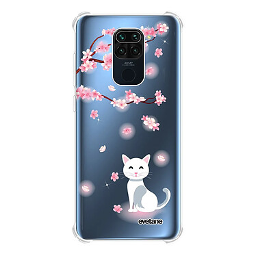 Evetane Coque Xiaomi Redmi Note 9 anti-choc souple angles renforcés transparente Motif Chat et Fleurs