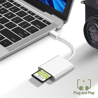 Avizar Lecteur Carte Universel  pour micro SD SD TF, Adaptateur USB-C - Blanc pas cher