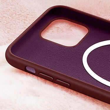 Avis Avizar Coque Magsafe pour iPhone 15 Plus Silicone Souple Soft touch  Bordeaux
