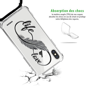 Avis Evetane Coque cordon iPhone X/Xs noir Dessin Love Life