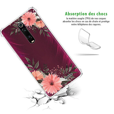 Avis Evetane Coque Xiaomi Mi 9T Pro anti-choc souple angles renforcés transparente Motif Fleurs roses