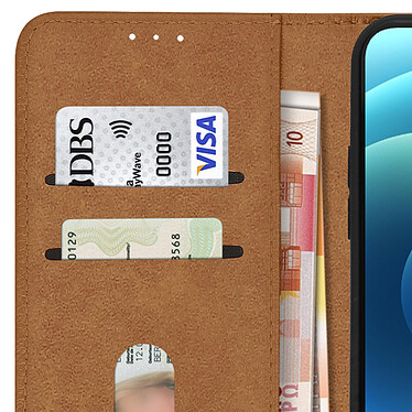 Avizar Étui Apple iPhone 12 Mini Protection avec Porte-carte Fonction Support marron pas cher