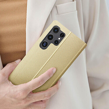 Avizar Étui pour Samsung Galaxy S23 Ultra Tissu Porte carte Support Vidéo  or pas cher