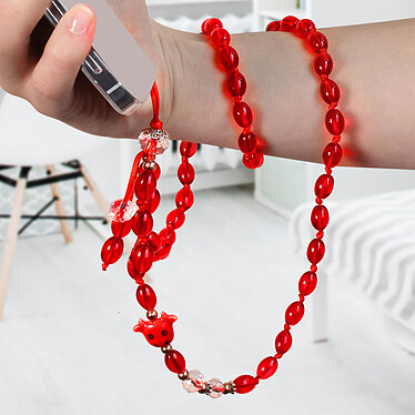 Avizar Bijou de Téléphone Bracelet à Perles Rouges Collection Audacious pas cher