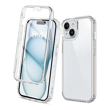 Evetane Coque iPhone 15 360° intégrale Protection avant et arrière silicone transparente Motif
