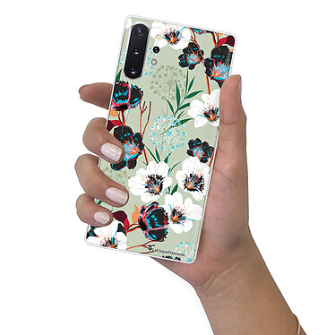 LaCoqueFrançaise Coque Samsung Galaxy Note 10 Plus 360 intégrale transparente Motif Fleurs vert d'eau Tendance pas cher