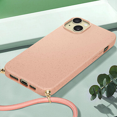 Avis Avizar Coque cordon pour iPhone 15 Plus Silicone Recyclable  Rose