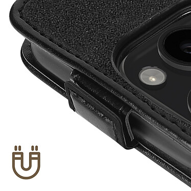 Acheter Avizar Étui pour iPhone 15 Pro Clapet Vertical Porte-carte Simili Cuir Lisse  Noir