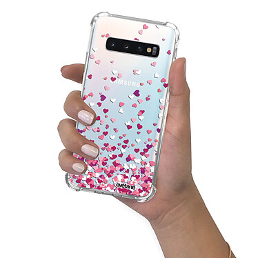 Evetane Coque Samsung Galaxy S10 Plus anti-choc souple angles renforcés transparente Motif Confettis De Coeur pas cher