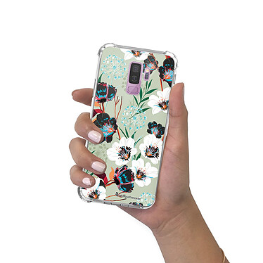 LaCoqueFrançaise Coque Samsung Galaxy S9 Plus anti-choc souple angles renforcés transparente Motif Fleurs vert d'eau pas cher