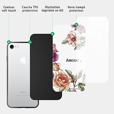 Acheter LaCoqueFrançaise Coque iPhone 7/8/ iPhone SE 2020/ 2022 Coque Soft Touch Glossy Amour en fleurs Design