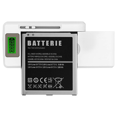 Avizar Chargeur Batterie Universel Smartphone Indicateur LED + Entrée USB - Blanc