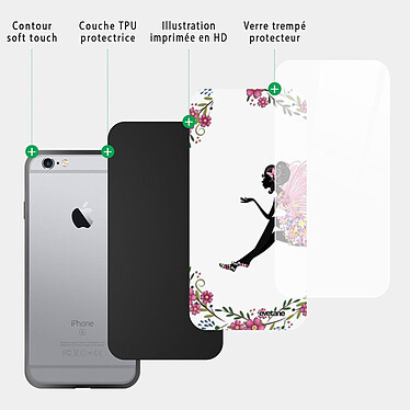 Acheter Evetane Coque iPhone 6/6s Coque Soft Touch Glossy Fée Fleurale Design