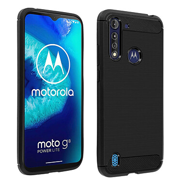 Avizar Coque Motorola Moto G8 Power Lite Protection Souple Carbone Métal Brossé Noir