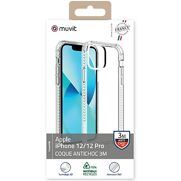 Avis Muvit Coque pour iPhone 12/12 PRO RENFORCEE ANTICHOC 3M Transparent