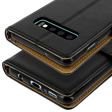 Avizar Housse Samsung Galaxy S10 Etui Portefeuille Protection Folio Stand Vidéo - Noir pas cher