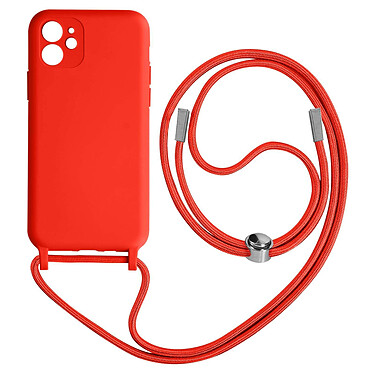 Avizar Coque Cordon pour iPhone 11 Semi-rigide Lanière Tour du Cou 80cm  Rouge