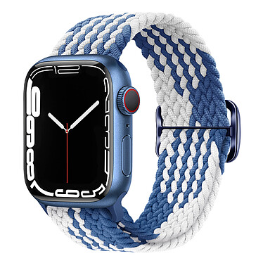 Avizar Bracelet pour Apple Watch 41mm et 40mm et 38 mm Nylon Tressé Ajustable par Boucle Métallique blanc et bleu