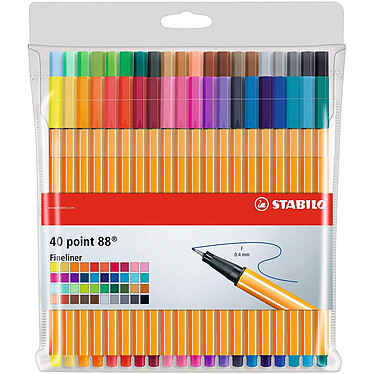 STABILO Pochette de 40 stylos-feutres point 88 assortis x 5