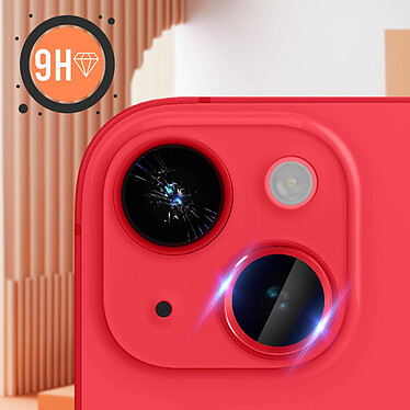 Acheter Avizar Film caméra pour iPhone 14 et 14 Plus Verre trempé 9H 0.4mm  Transparent Contour rouge