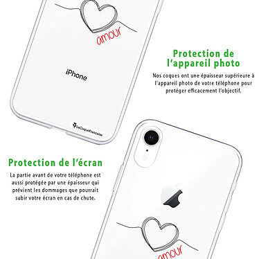 LaCoqueFrançaise Coque iPhone Xr silicone transparente Motif Coeur Noir Amour ultra resistant pas cher