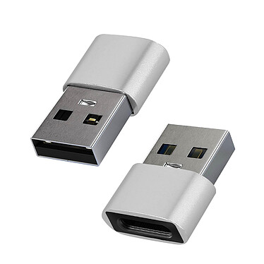 Avizar Adaptateur USB vers USB-C Charge et Synchronisation de Données Compact Argent
