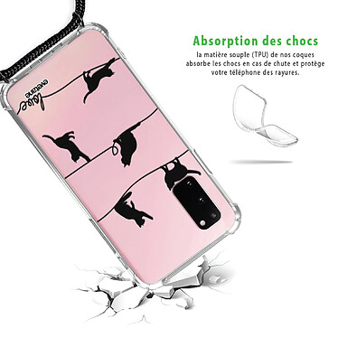 Avis Evetane Coque cordon Samsung Galaxy S20 Dessin Chat Lignes