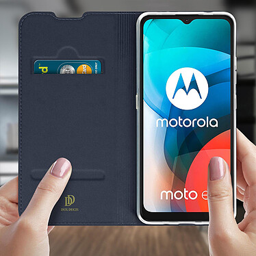 Avis Dux Ducis Housse pour Motorola Moto E7 Étui Porte-carte Fonction Support Vidéo  Bleu Nuit