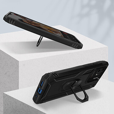 Acheter Avizar Coque pour Xiaomi Redmi 10C Antichoc Bi-matière Bague Support Vidéo  noir