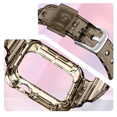 Avizar Bracelet pour Apple Watch Ultra 49mm Silicone Bumper Ajustable  Transparent Noir pas cher