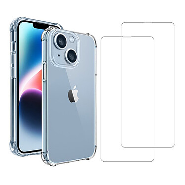 Acheter Evetane Coque iPhone 14 Antichoc Silicone bords renforcés + 2 Vitres en verre trempé Protection écran