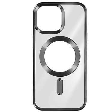 Avizar Coque MagSafe pour iPhone 15 Pro Silicone Protection Caméra  Contour Chromé Noir