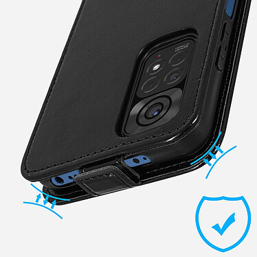 Avis Avizar Étui pour Xiaomi Redmi Note 11 et Note 11s Clapet Vertical Porte-carte Effet Cuir de Cheval  Noir