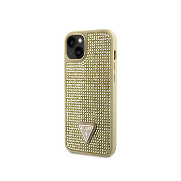 Guess Coque pour Apple iPhone 15 Triangle Diamond Dorée