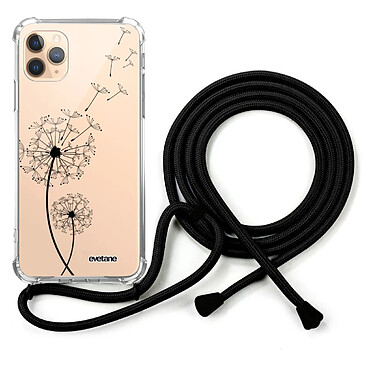 Evetane Coque cordon iPhone 11 Pro noir Dessin Pissenlit