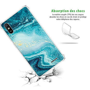 Avis Evetane Coque Xiaomi Redmi 9A anti-choc souple angles renforcés transparente Motif Bleu Nacré Marbre