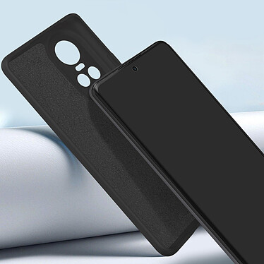 Avizar Coque pour Oppo Reno 10 et 10 Pro Silicone Semi-rigide Finition Soft-touch avec Dragonne  Noir pas cher